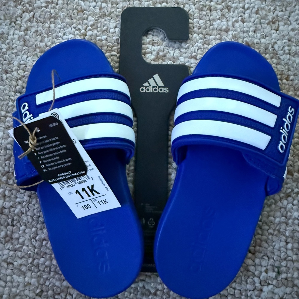 Adidas Kids Blue Slide Sandals Adilette Comfort ADJK Size 11K GZ5329